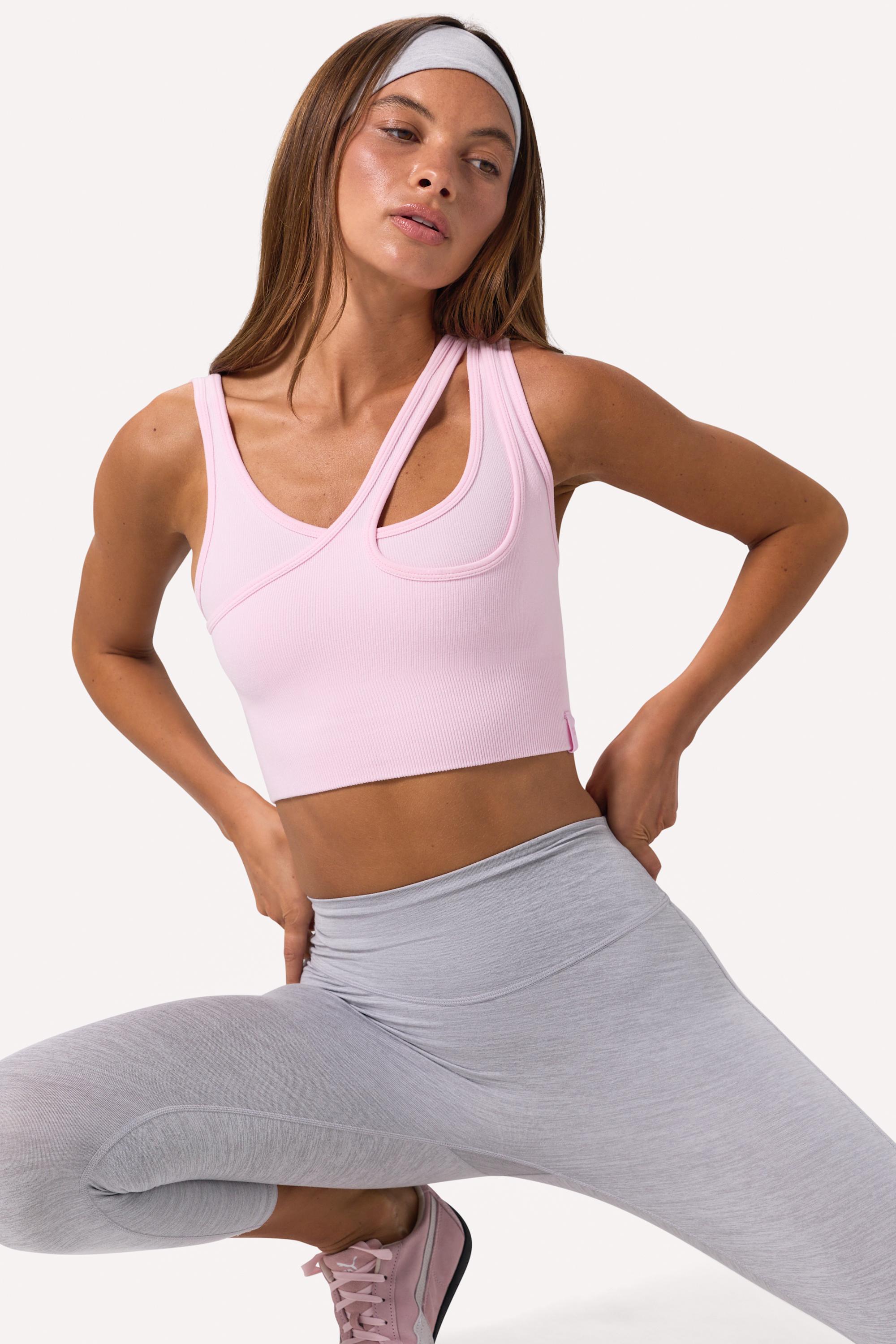 Bo+Tee Seamless brassière sport asymétrique rose poudré
