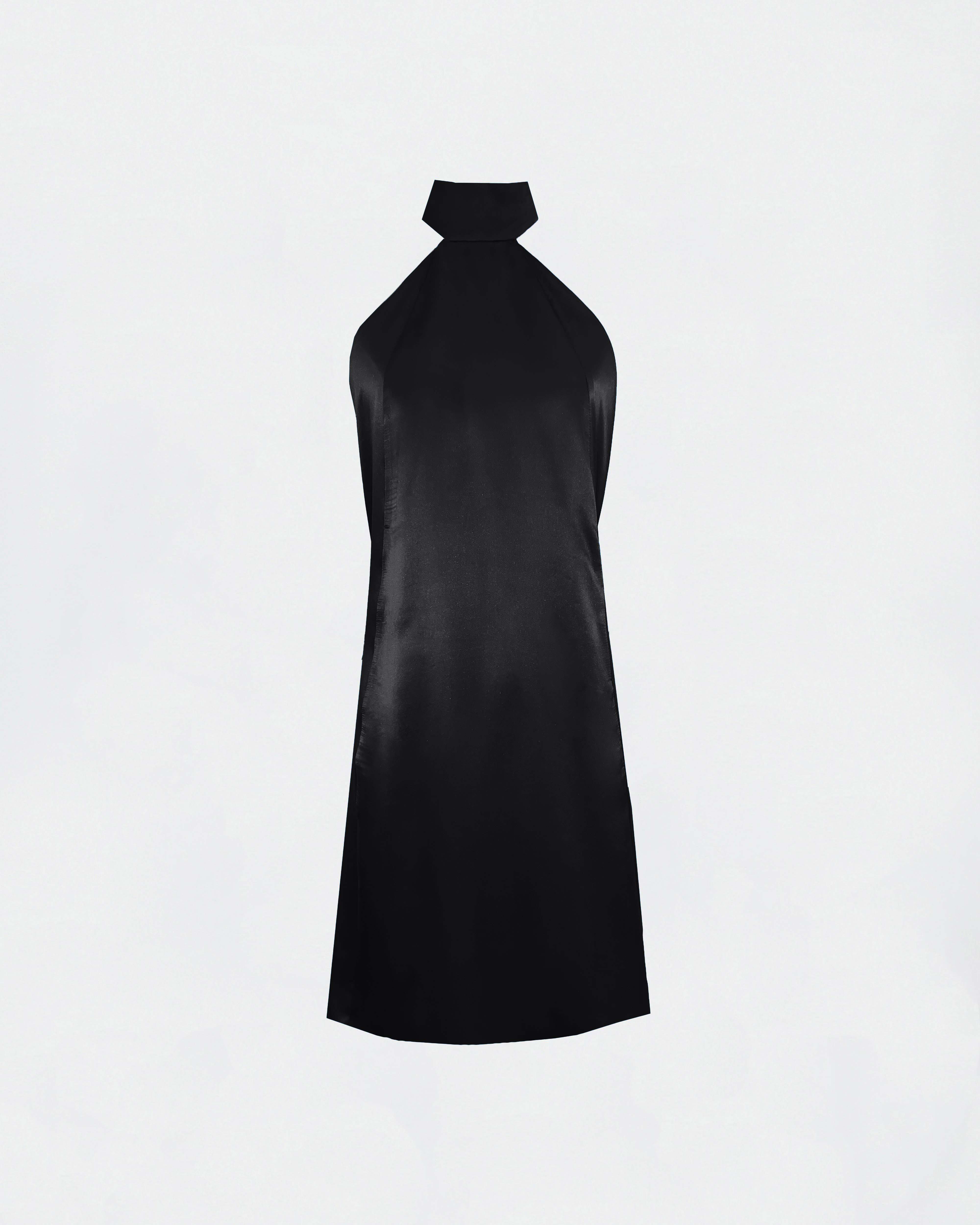 The Ethiquette Joy Robe Satin Noire Soie