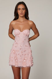 Oh Polly Embellished Edita robe mini rose sequins fleurs