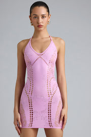 Oh Polly Embellished Tori Mini Robe Violet Pink strass