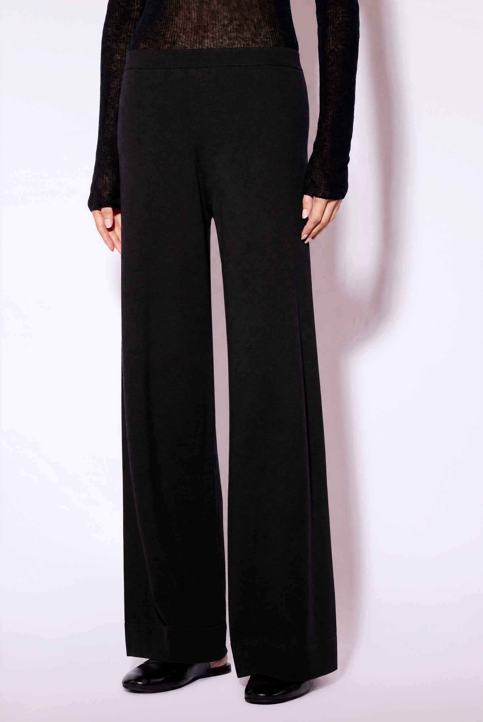 Liviana Conti Alan pantalon palazzo noir laine mérinos