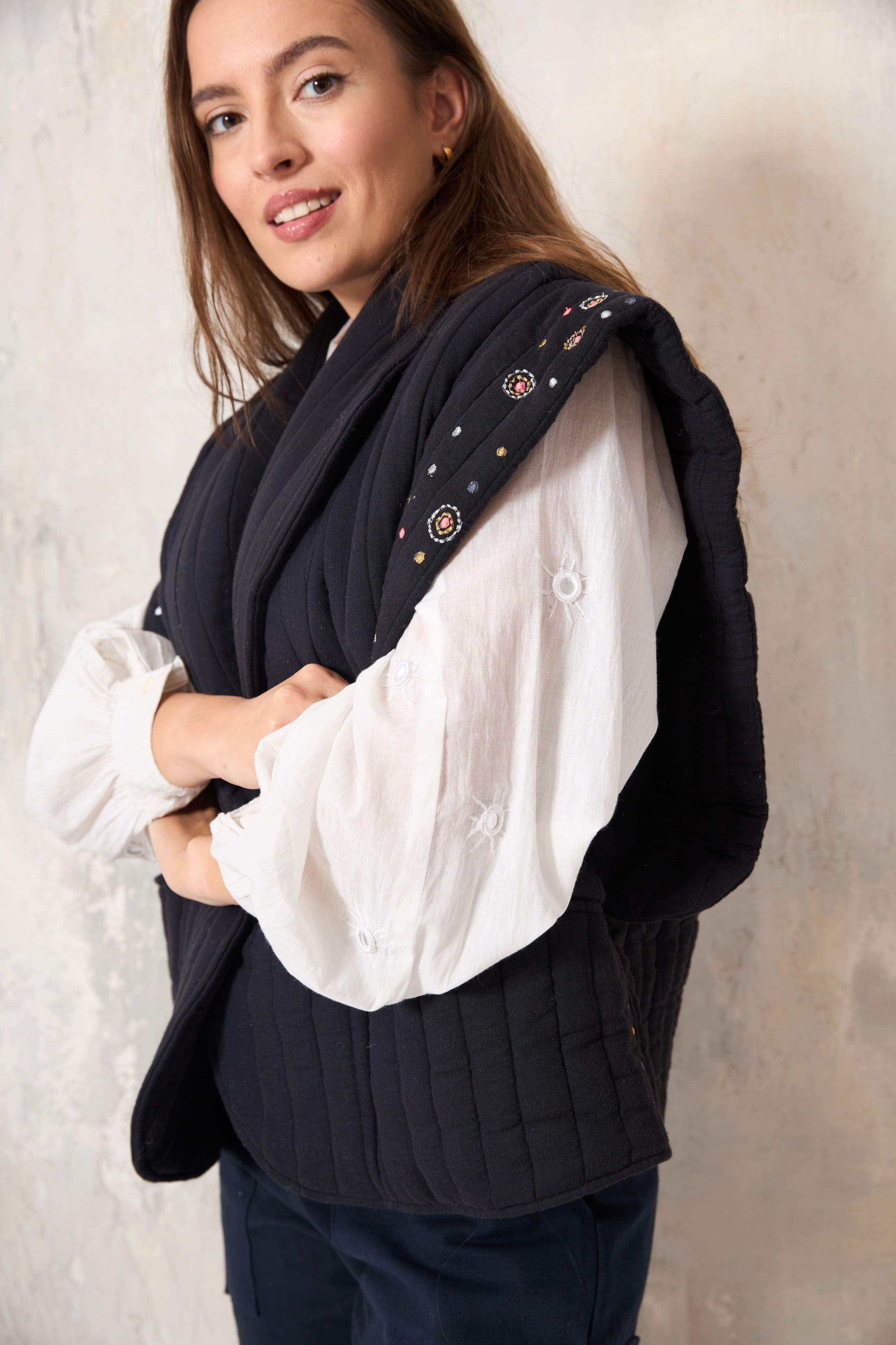 Chicosoleil Jonah veste matelassée sans manches noir coton