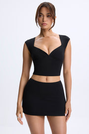 Oh Polly Modal Ruched Cap-Sleeve top noir col sweetheart
