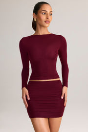 Oh Polly Cali 8640 mini jupe rouge vin froncée