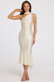 Oh Polly Shaya 11995 Robe midaxi ivoire asymétrique