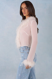 Oh Polly Elisia top plumes ivoire chiffon