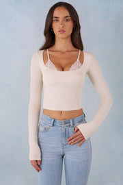 Oh Polly Base Layers Margaux 15823 top manches longues ivoire dentelle