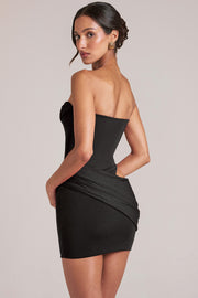 Oh Polly Bandeau Bodycon Mini Robe Noire Drapée