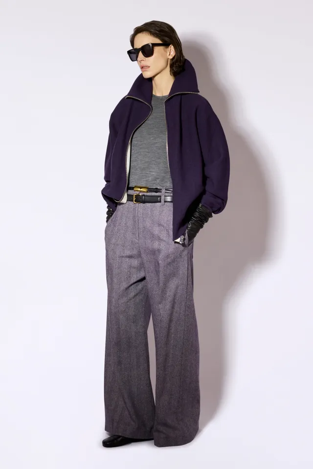 Liviana Conti Benton pantalon palazzo resca mirtillo bianc