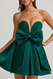 Oh Polly Norina mini robe bustier vert émeraude nœud