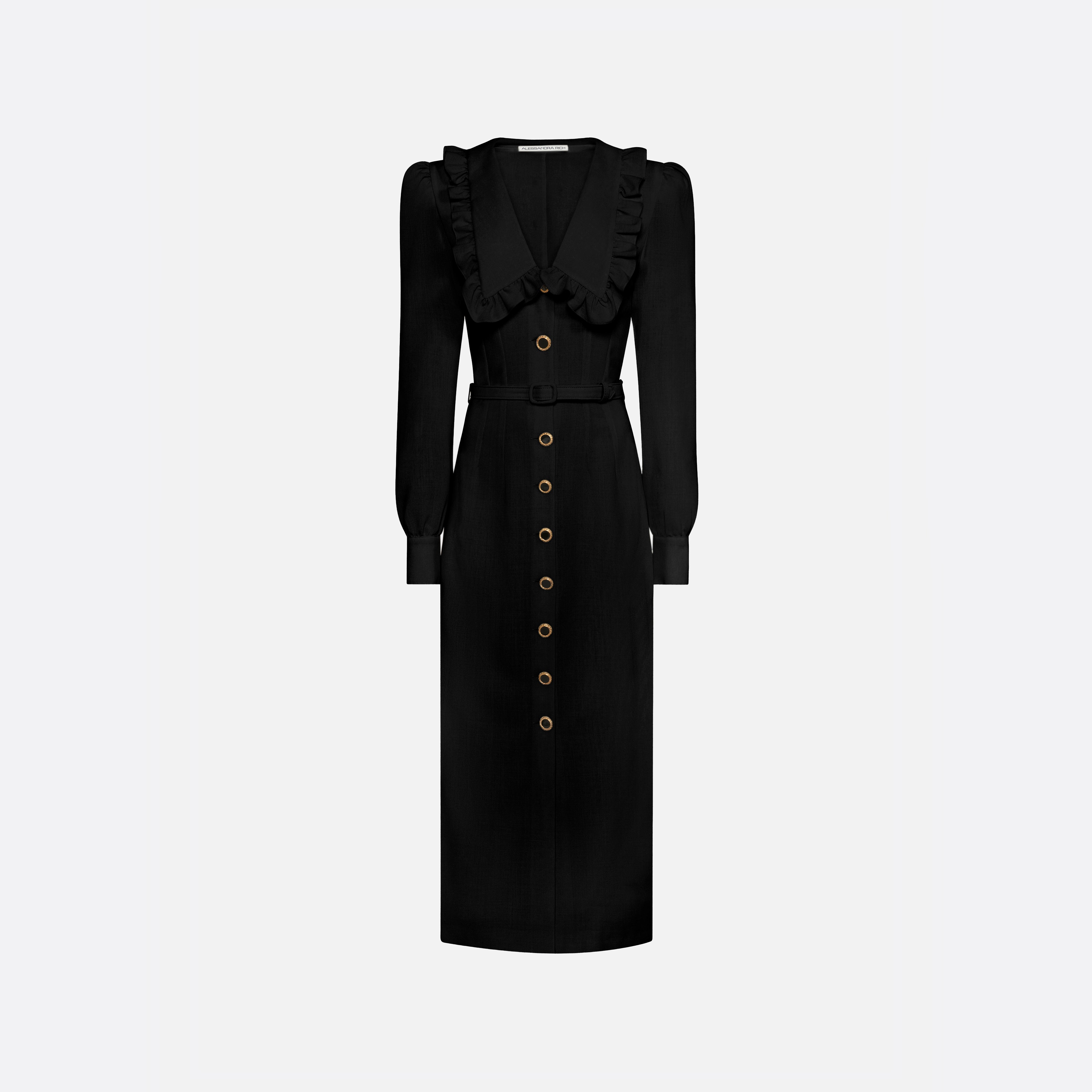 Alessandra Rich robe midi laine col V noire 36