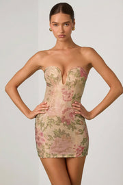 Oh Polly Robe mini bustier 13719 rose strass fleurs