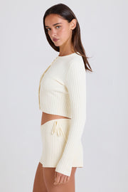 Oh Polly short mini maille côtelée crème coton