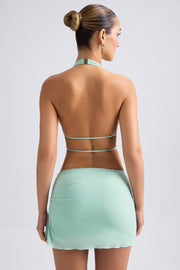Oh Polly Skirts Draped A-Line Mini Skirt jupe vert pastel fendue