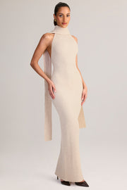 Oh Polly Dree robe maxi maille crème col roulé