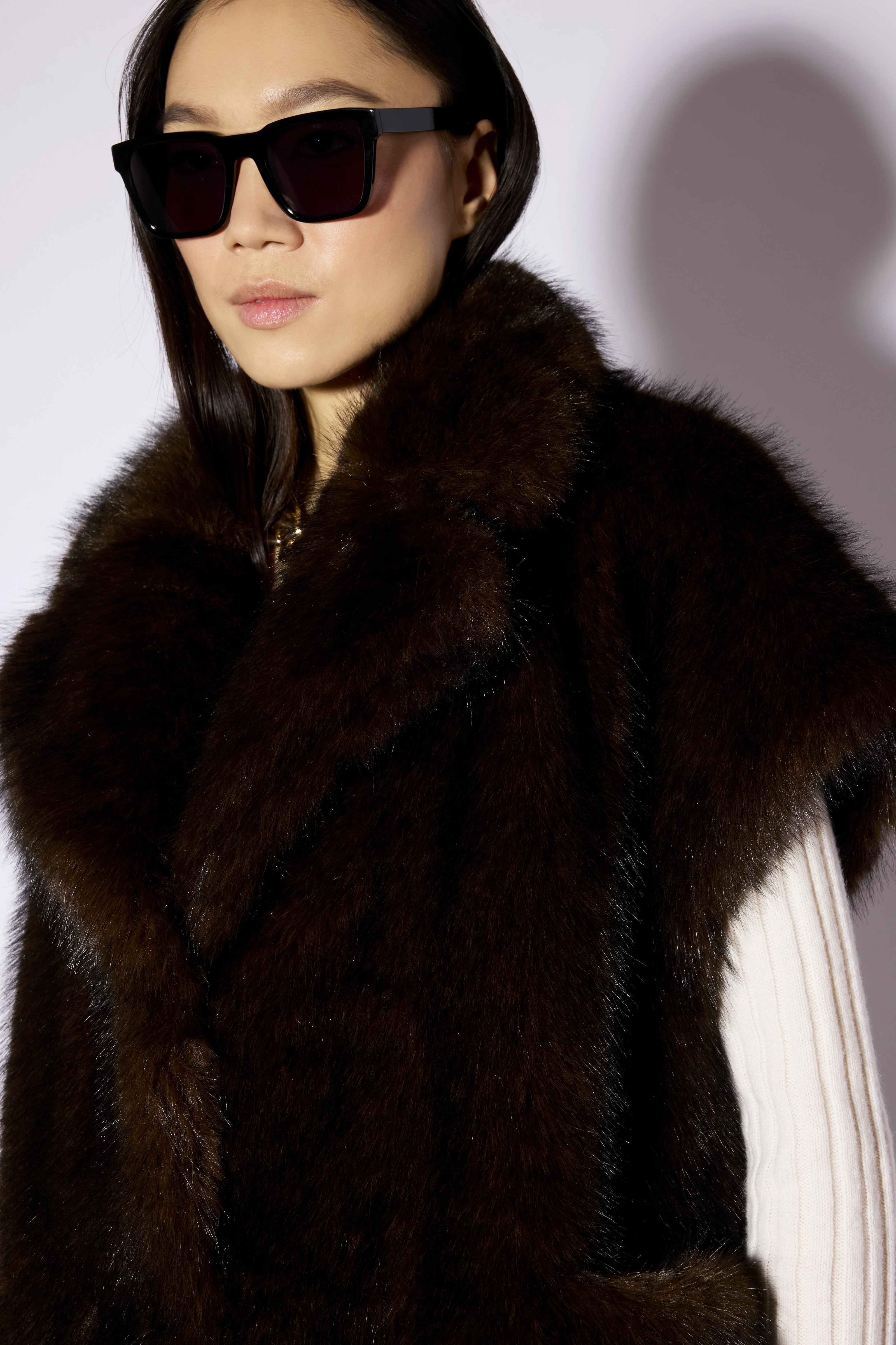 Liviana Conti Rian Gilet Femme Fausse Fourrure Marron