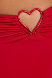 Oh Polly Sabine 8009 jupe maxi rouge feu taille mi-haute
