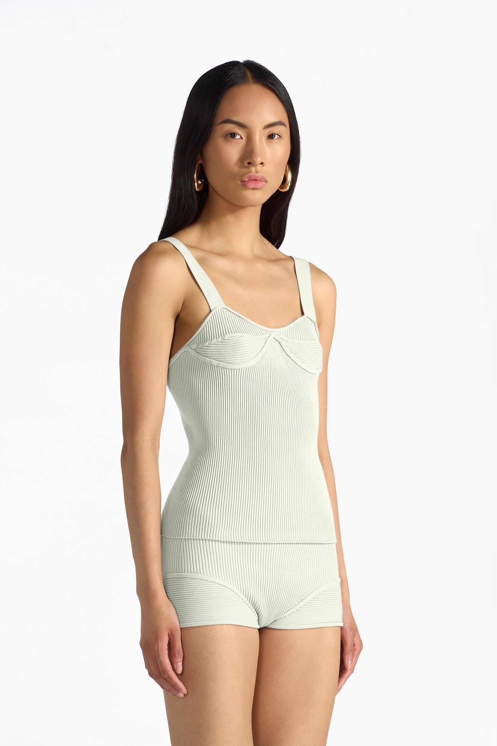 Liviana Conti Amy top femme gris perle bustier nylon