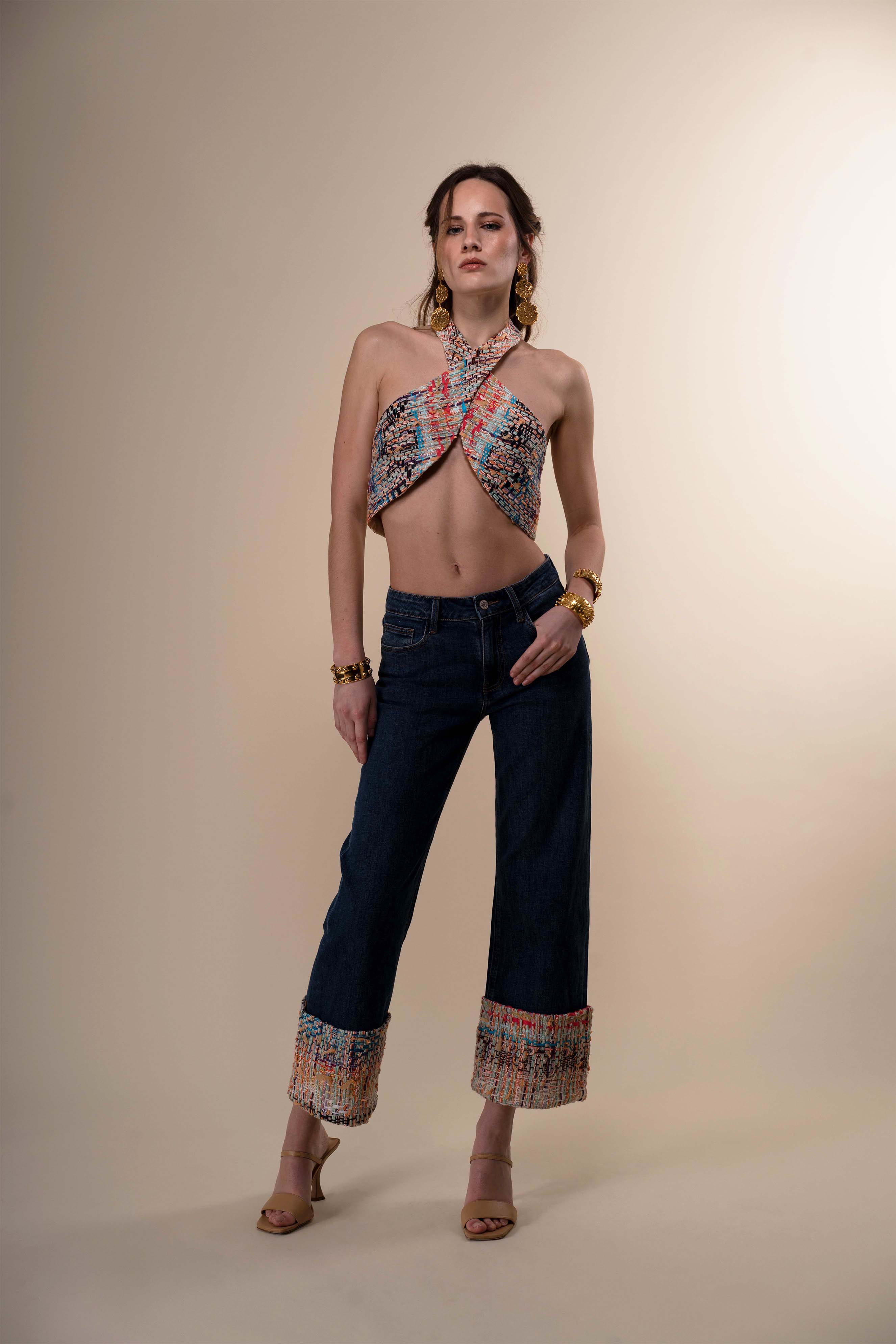 The Ethiquette Crop Tops Narcisse top tweed dos nu XS-XL