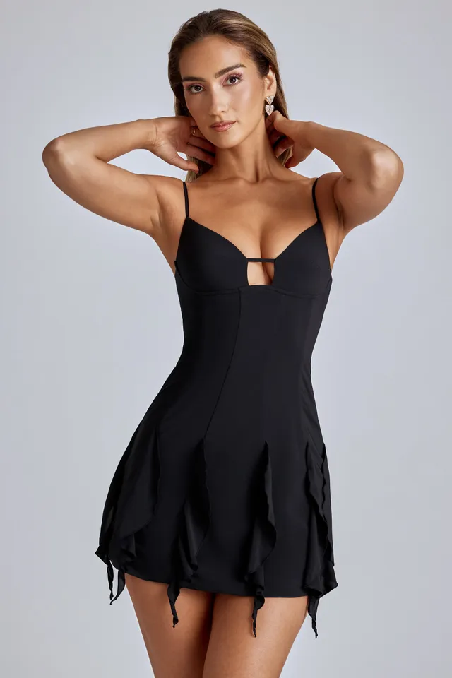 Oh Polly Piera Mini robe 8026 noire volants