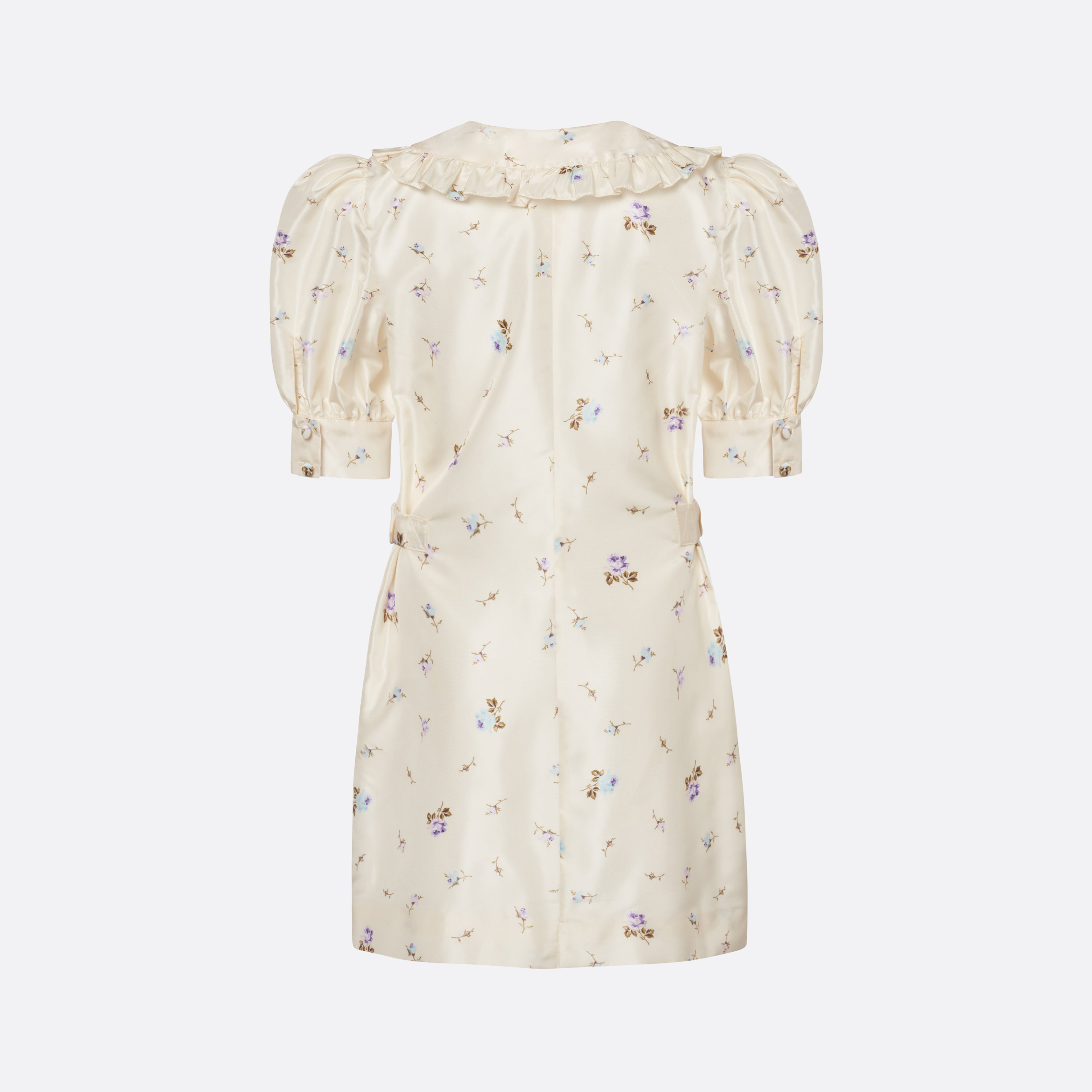 Alessandra Rich Floral Silk Taffeta Mini Dress robe blanche 36-46