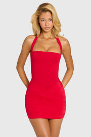Oh Polly Thalia robe mini rouge cerise dos nu