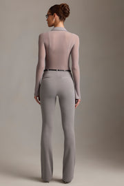 Oh Polly Trousers Althea pantalon gris évasé taille basse