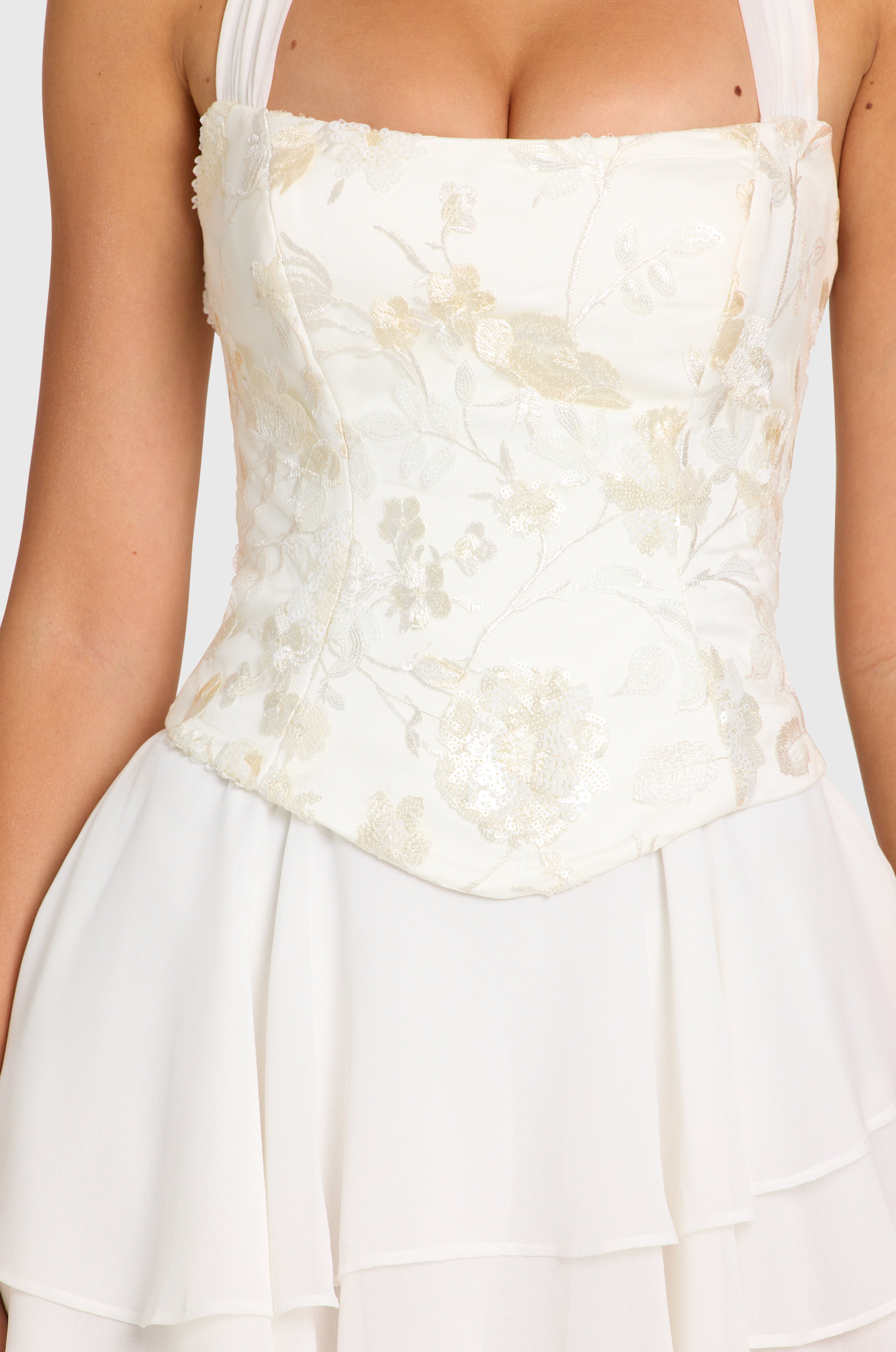 Oh Polly Alyse robe mini corset pearl sequins