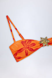 Oh Polly Baracoa Haut Bikini Bandeau Orange Fleuri