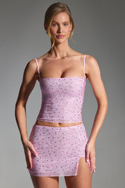 Oh Polly Inina mini jupe rose à strass