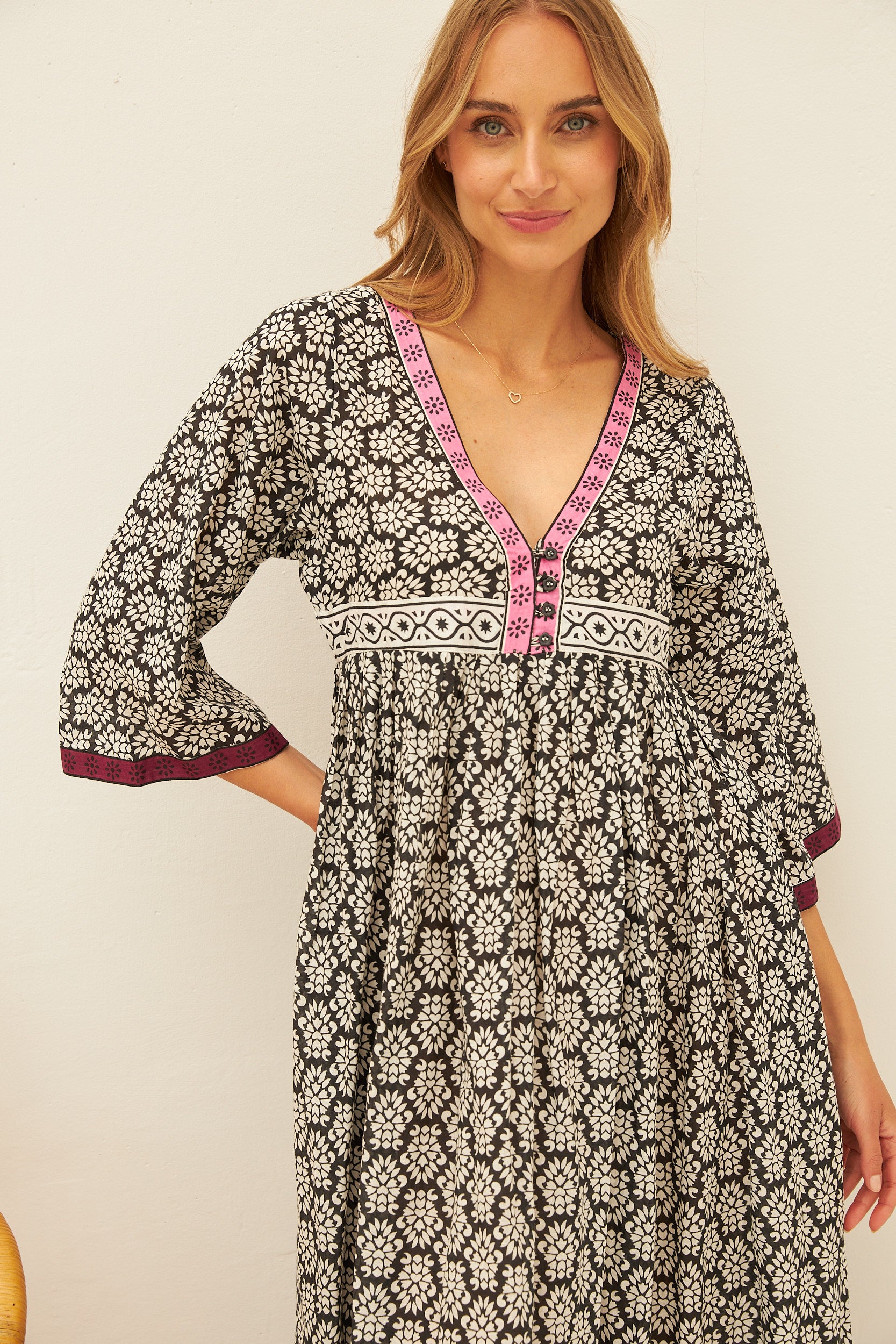 Chicosoleil Jamie robe longue noir Batik coton