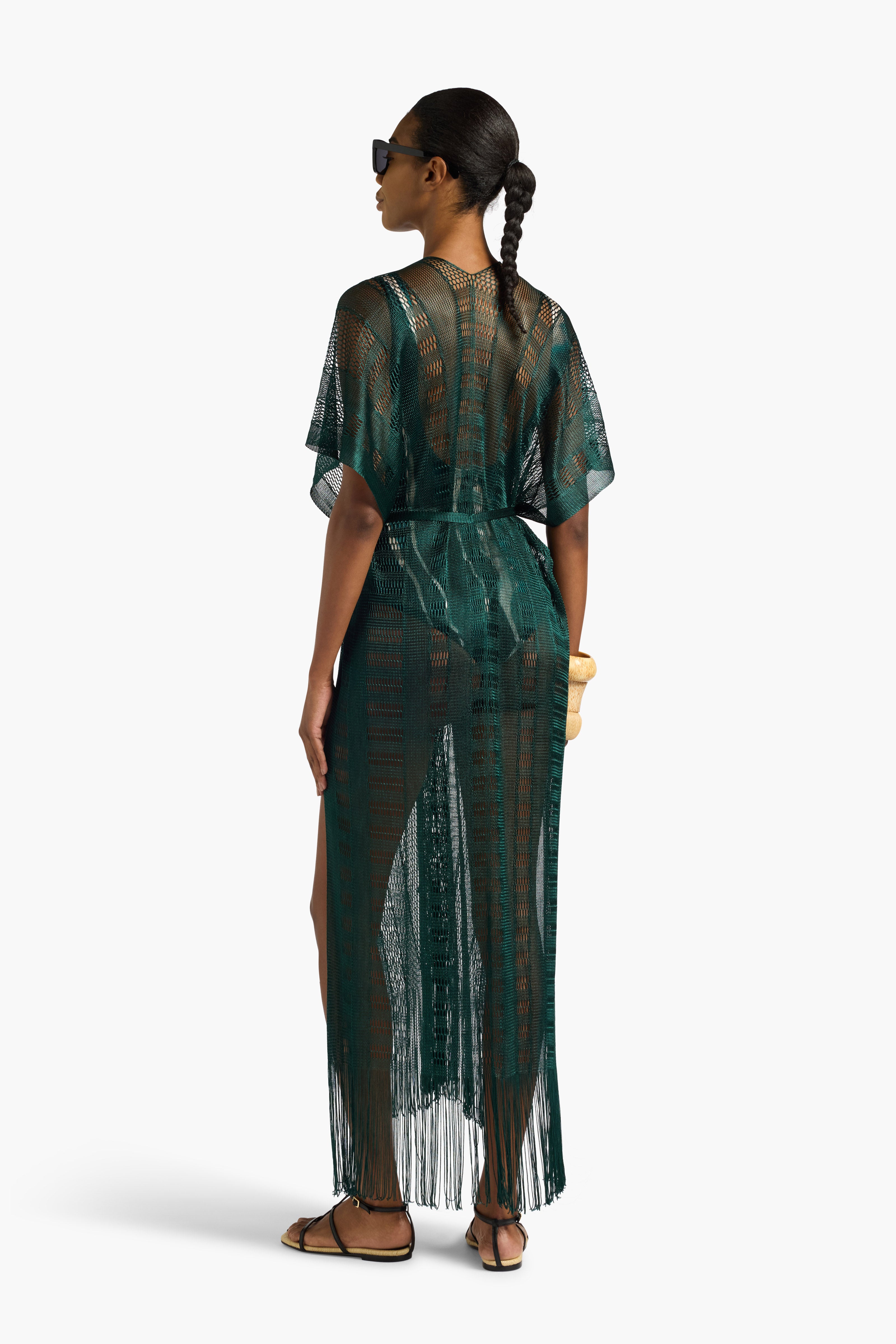 Liviana Conti Cintia caftan long Eucalipto maille