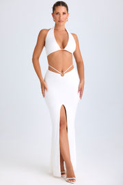 Oh Polly Zweena 10322 Jupe Maxi Blanche Fente Taille Mi-Haute