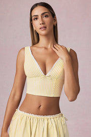 Oh Polly Tops Magda 14400 crop top jaune rayé coton