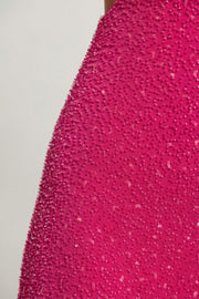 Oh Polly Emilion 7424 mini robe fuchsia perlée dos nu