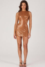 Oh Polly Embellished Robe Courte Bronze Sequins Col
