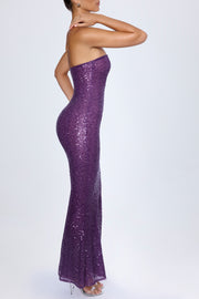Oh Polly Embellished Robe Kinsley Raisin Maxi Sequin