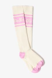 Bo+Tee Chaussettes Ski Hautes Coton Rose Pâle