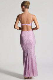 Oh Polly Lucienne robe maxi sirène rose pivoine strass