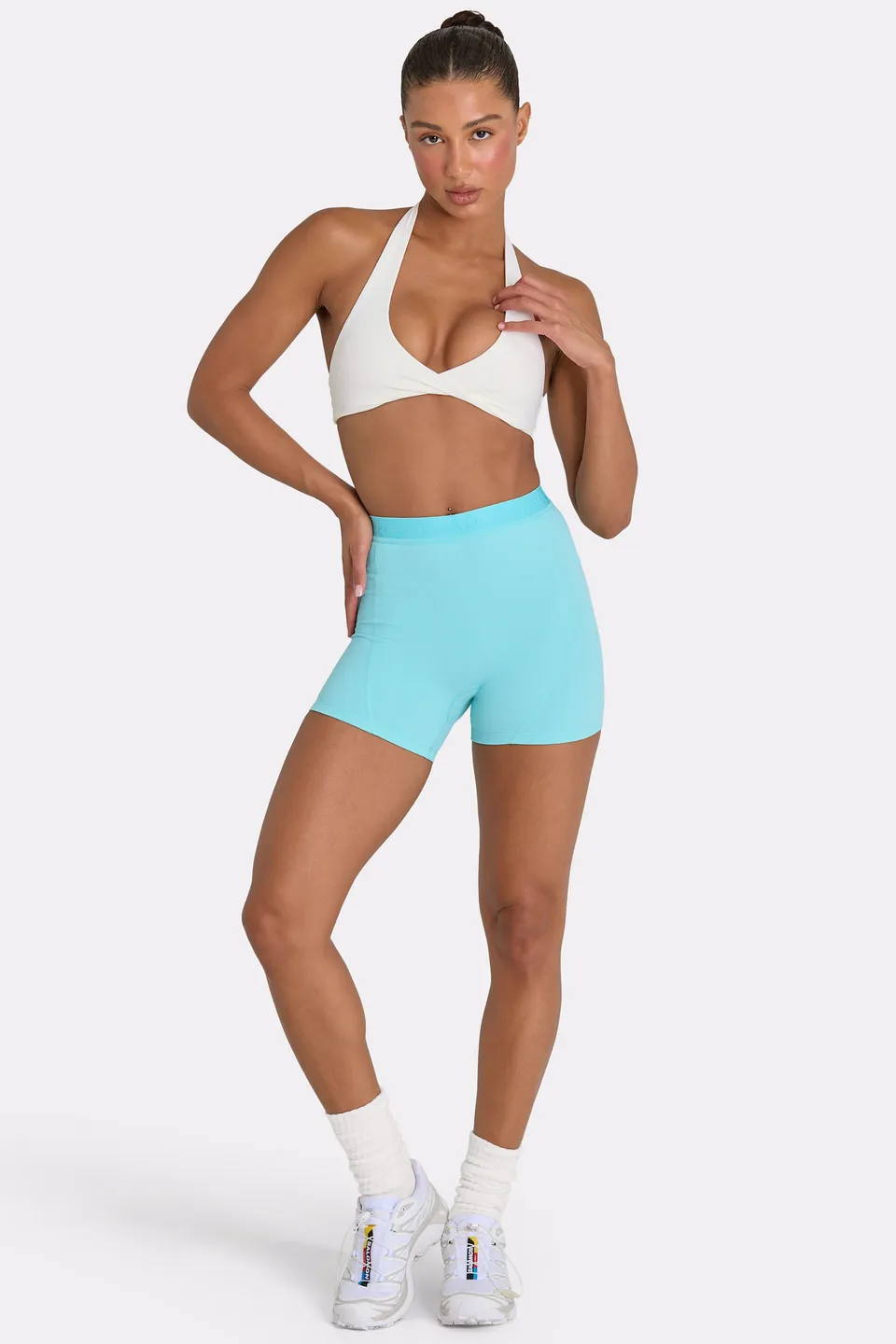Oh Polly Bo+Tee BT1511 short mini aqua taille haute