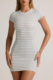 Oh Polly Jazlyn mini robe bodycon bleu jaune rayé