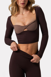 Bo+Tee Soft Active Top Sport Twist Marron Espresso Court