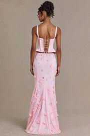 Oh Polly Embellished Tulle Skirt Jupe Rose Clair Brodée