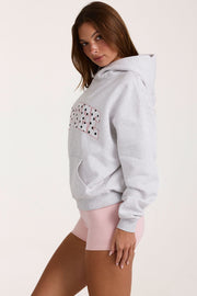 Oh Polly Oversized Applique Hoodie sweat femme gris chiné BT11300