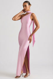 Oh Polly Sheril 13767 robe longue satin rose asymétrique