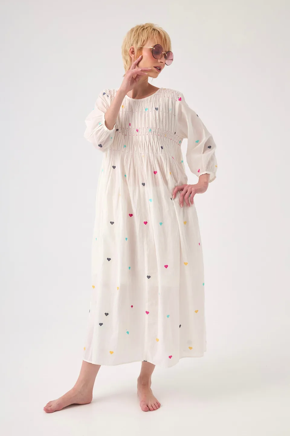 Chicosoleil Karlita robe longue off white coton