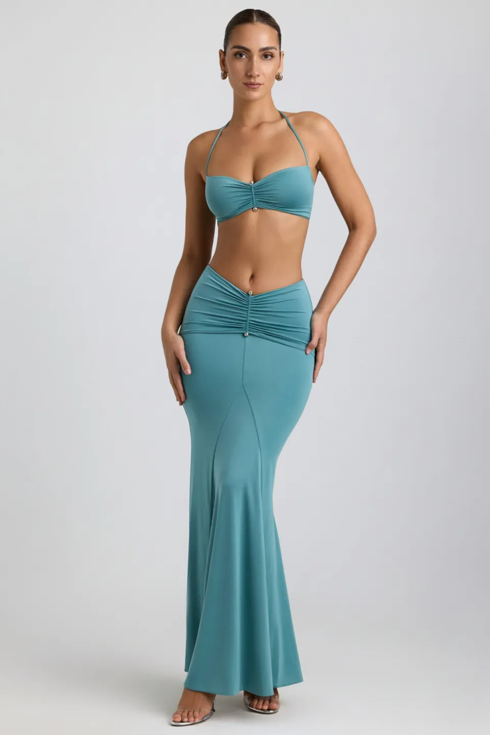 Oh Polly 8623 Giselle maxi jupe vert d'eau