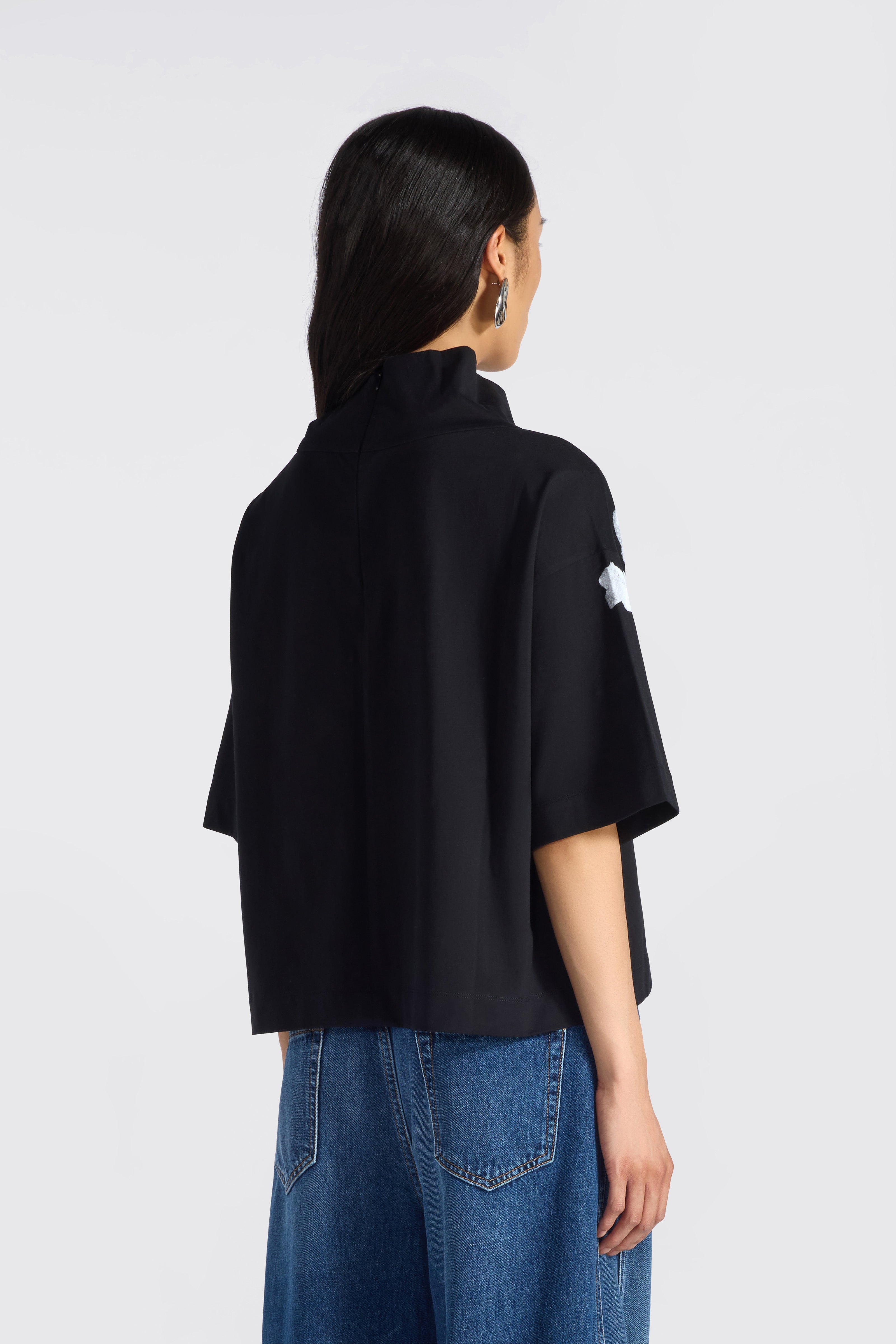 Liviana Conti Kenna t-shirt noir coton col roulé