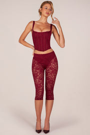 Oh Polly Annalisa pantalon dentelle rouge cerise capri 44 cm