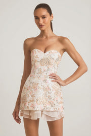 Oh Polly Eliselle mini robe ivoire corset sequins